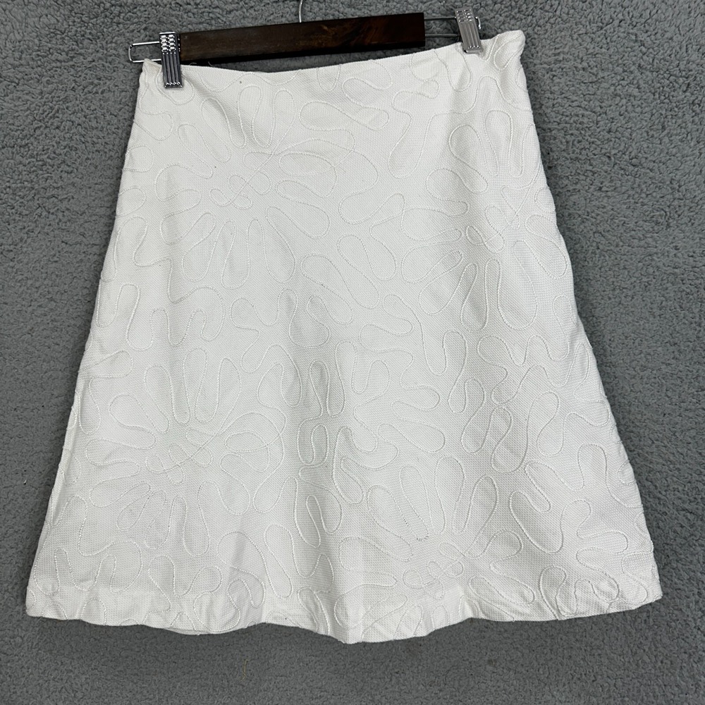 J.McLaughlin Skirt Size 10 White‎ Textured Cotton Coastal Modest Preppy Classic